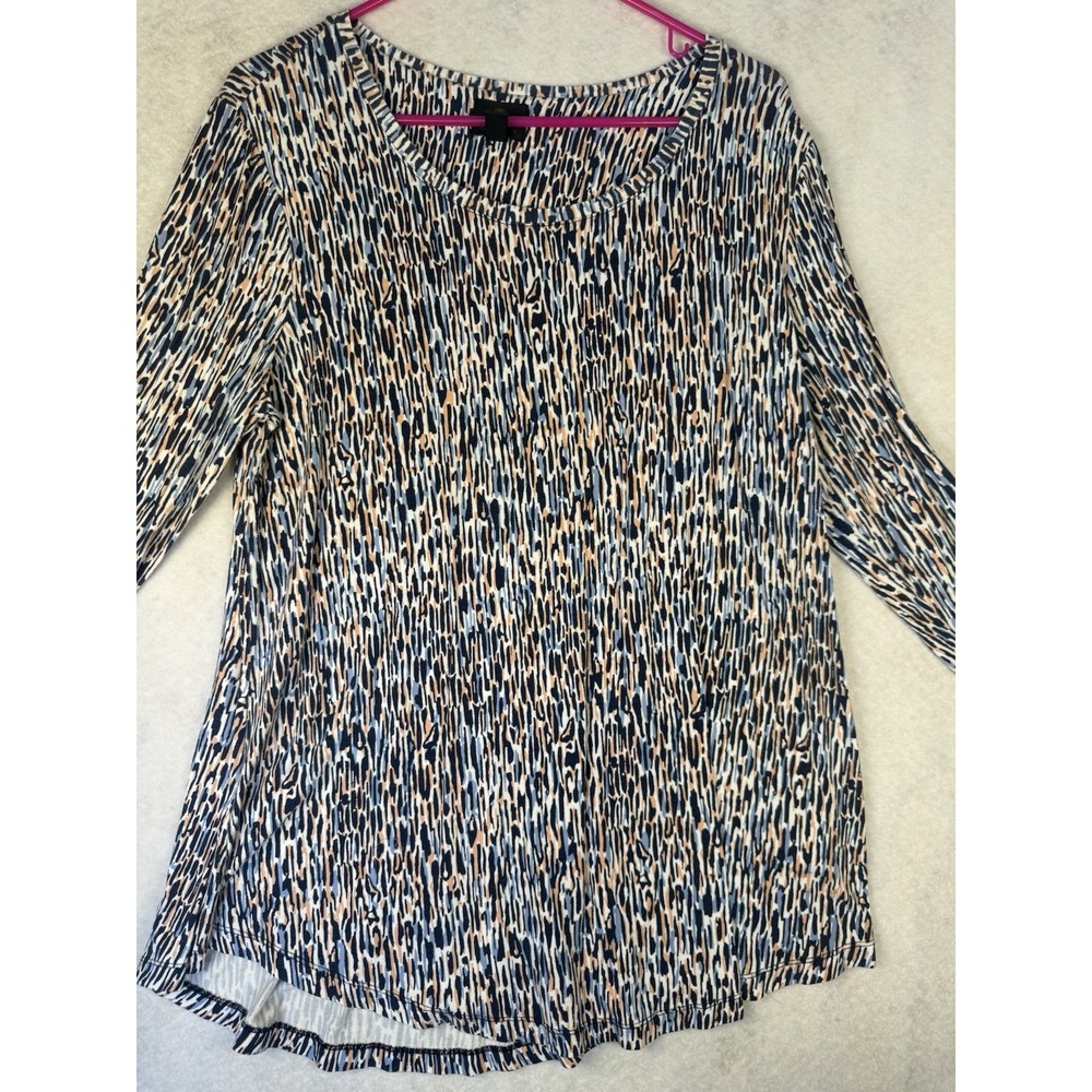 JM‎ Collection Women's Abstract Animal Print Long Sleeve Knit Top Size L